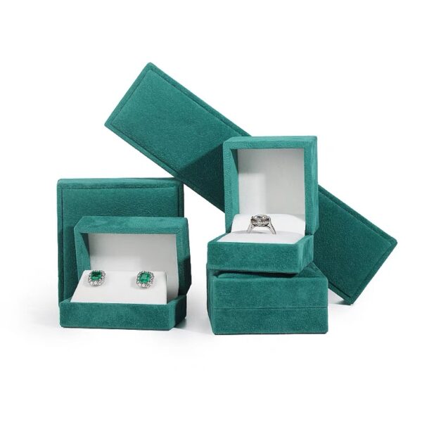 Faux leather plastic jewelry box dark green