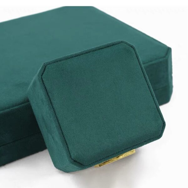 Octagonal faux leather plastic jewelry box banner dark green