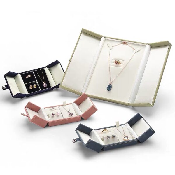 Faux leather plastic jewelry box open door