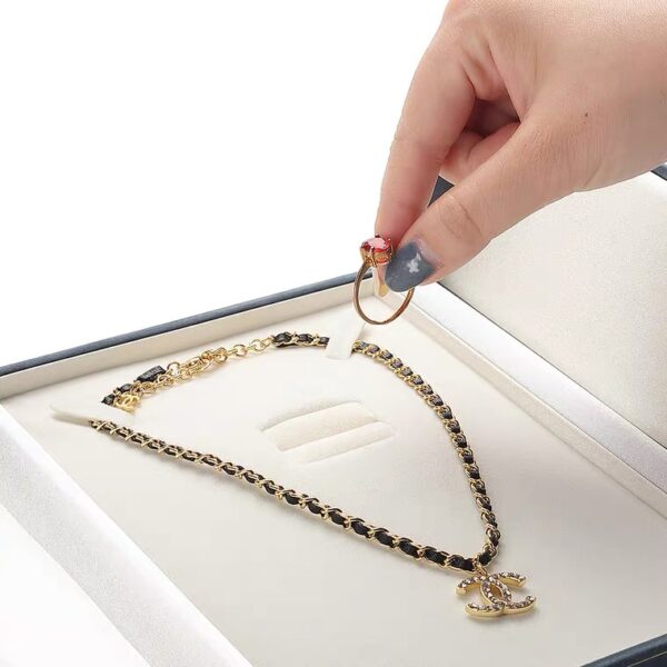 Faux leather plastic jewelry box open door