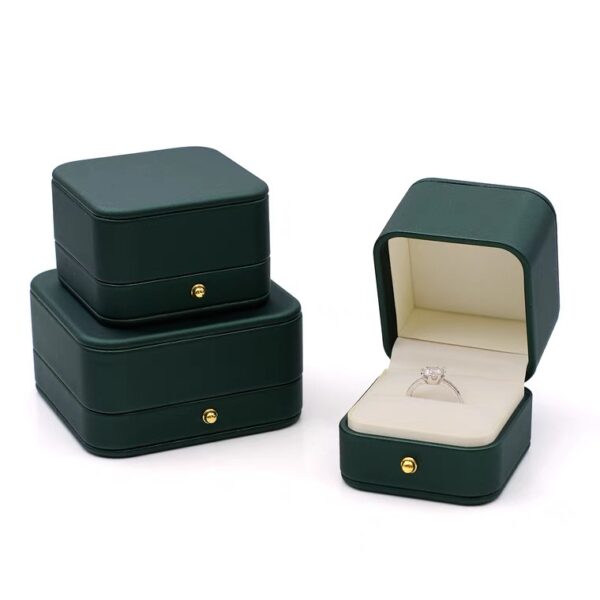 PU leather plastic jewelry box dark green
