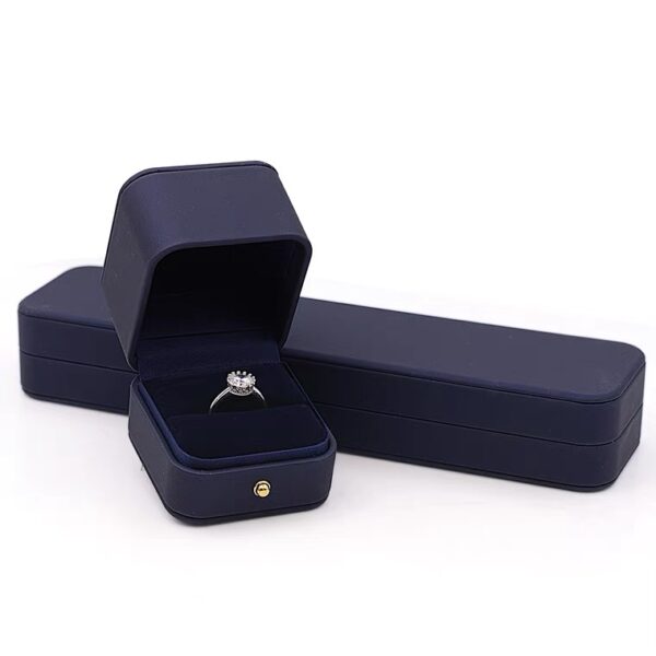 PU leather plastic jewelry box royal blue