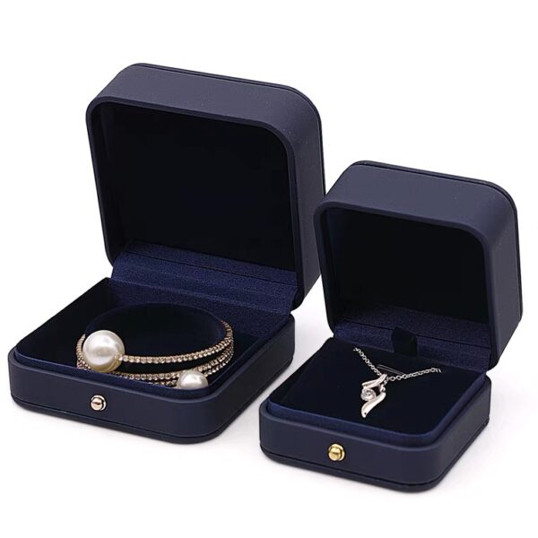 PU leather plastic jewelry box royal blue