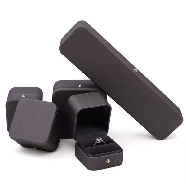 PU leather plastic jewelry box dark grey