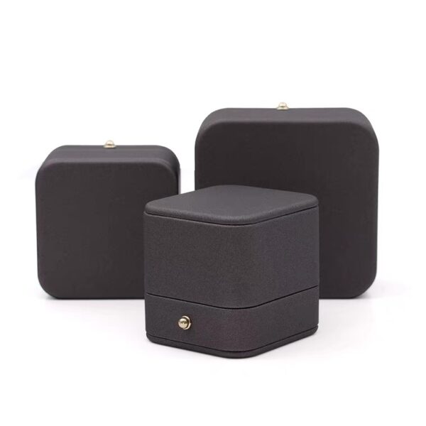 PU leather plastic jewelry box dark grey