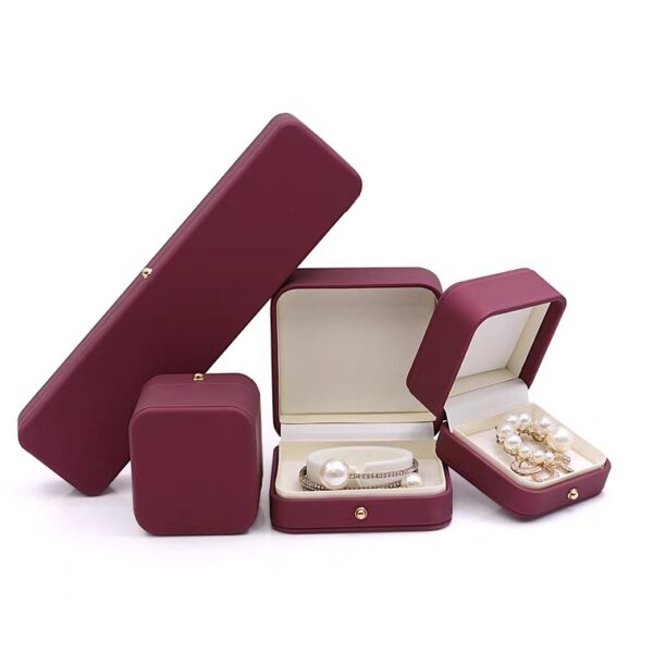 PU leather plastic jewelry box red