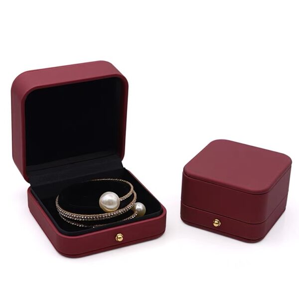 PU leather plastic jewelry box red black