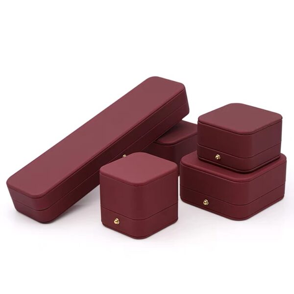 PU leather plastic jewelry box red black