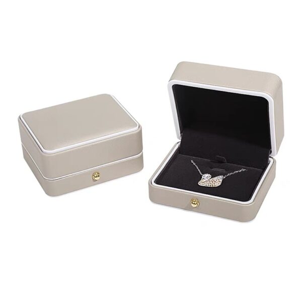 PU leather plastic jewelry box golden
