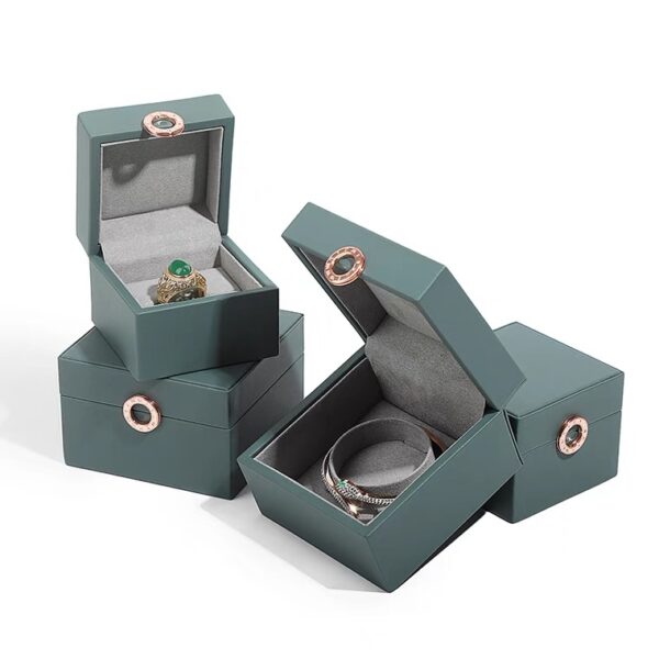 PU leather plastic jewelry box dark green