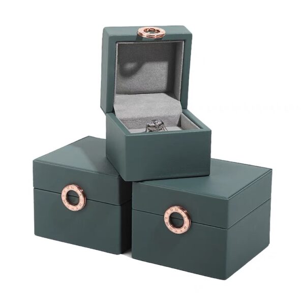 PU leather plastic jewelry box dark green