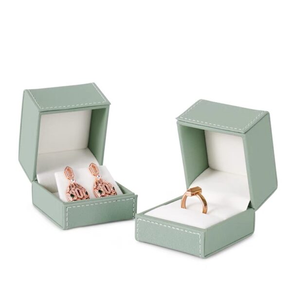 PU leather plastic jewelry box celadon