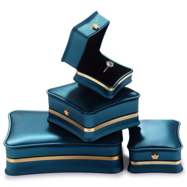 PU leather plastic jewelry box shrink lake blue