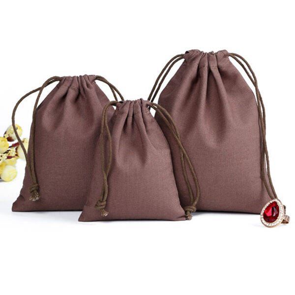 Waxed Rope Jewelry Gift Cotton Pouch Brown