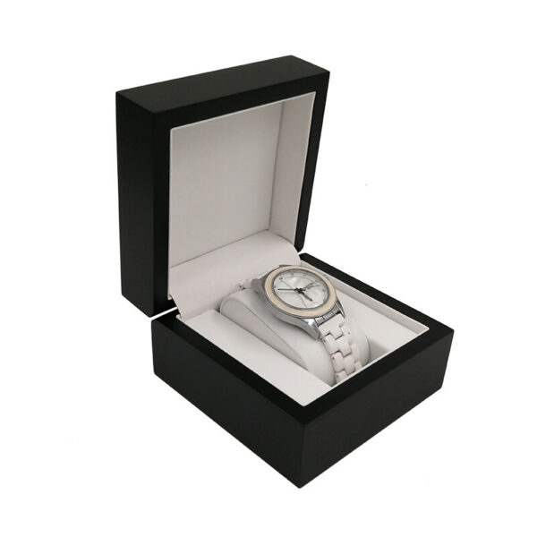 Painted Solid Wood Watch Box with Velvet Clip Black Red