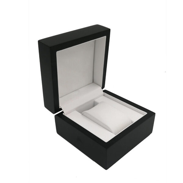 Painted Solid Wood Watch Box with Velvet Clip Black Red - Image 2