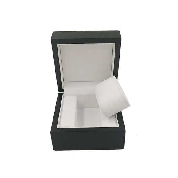 Painted Solid Wood Watch Box with Velvet Clip Black Red - Image 3