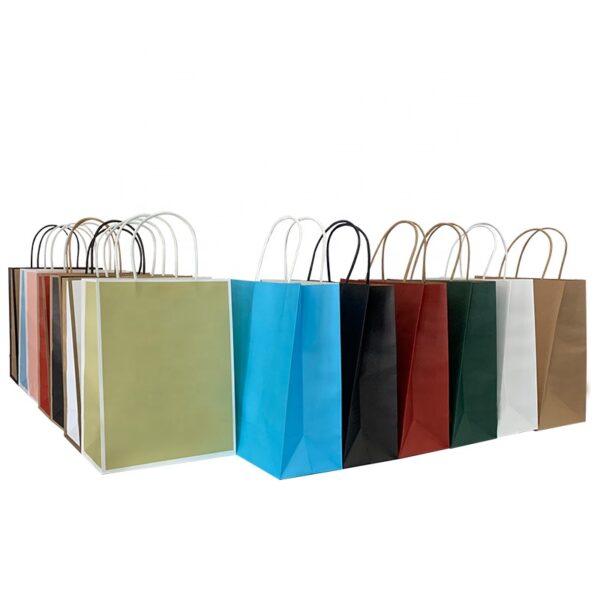 Recycled Custom Logo Kraft Paper Bag with Paper Cord Handle - Image 2