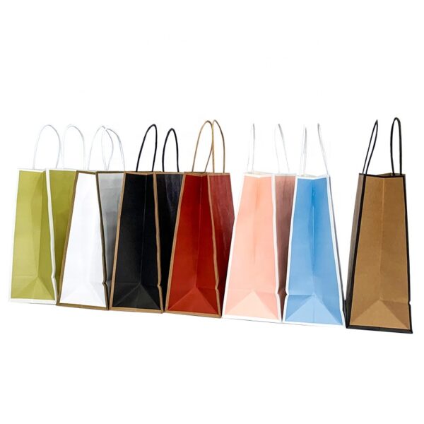 Recycled Custom Logo Kraft Paper Bag with Paper Cord Handle - Image 3