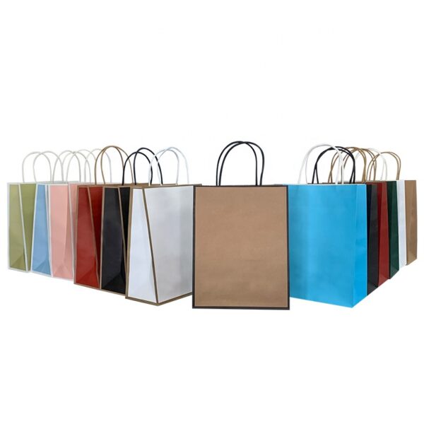 Recycled Custom Logo Kraft Paper Bag with Paper Cord Handle - Image 4